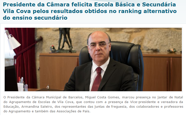 Presidente da Câmara esteve no Jantar de Natal da EBS de Vila Cova Presidente da Câmara esteve no Jantar de Natal da EBS de Vila Cova